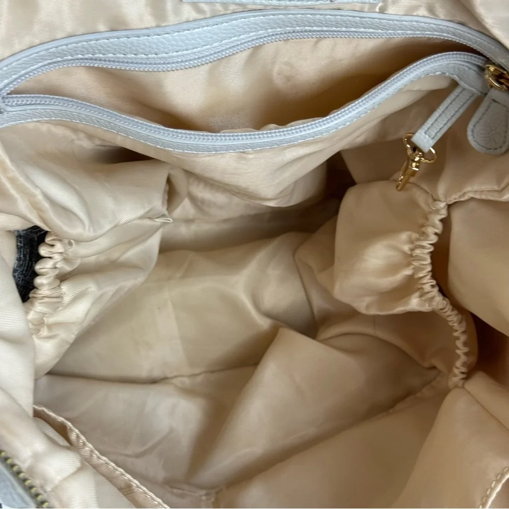 Lily Jade Caroline Convertible Vegan Leather Tote Diaper Bag Stone & Gold